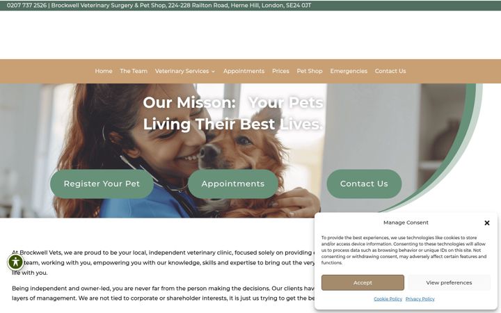 Screenshot of brockwellvets.co.uk