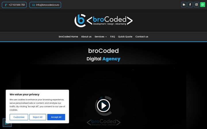 Ekraanipilt saidist brocoded.co.za