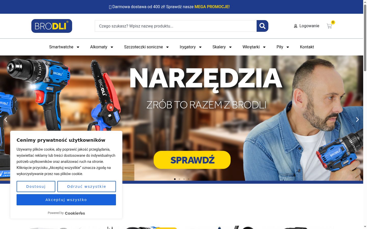 Képernyőkép a bármilyen interakció előtt megjelenő hozzájárulási bannerről