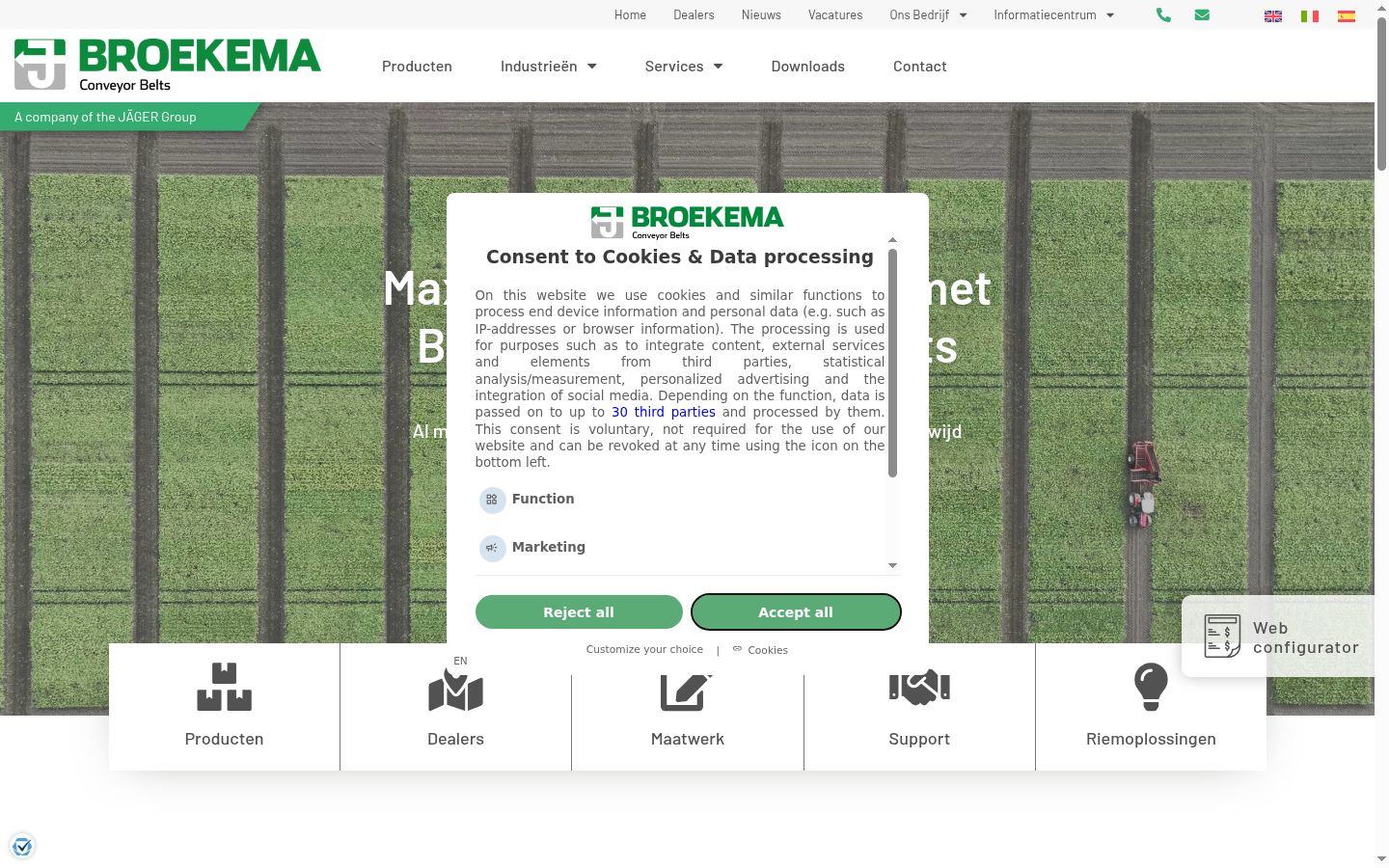 Screenshot del banner di consenso mostrato prima di qualsiasi interazione