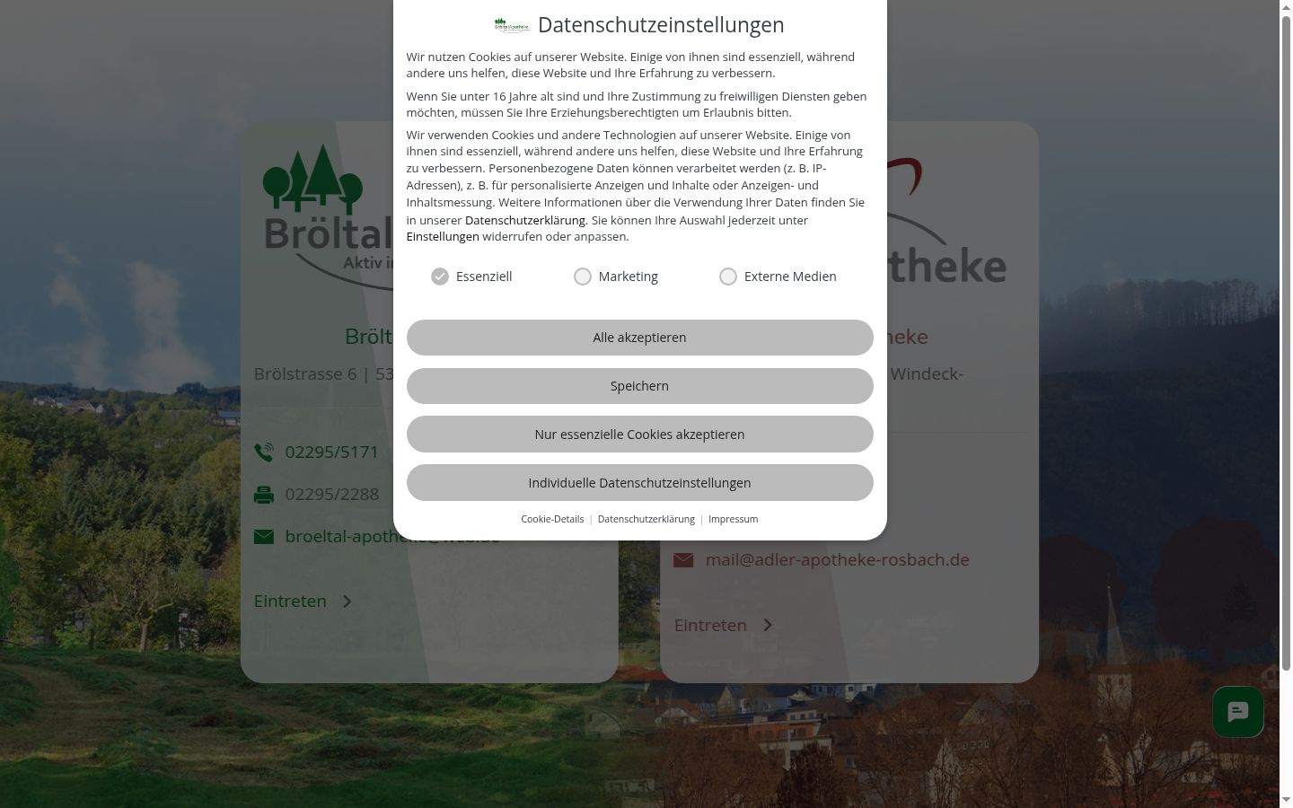 Skärmbild av samtyckesbannern som visades före någon interaktion