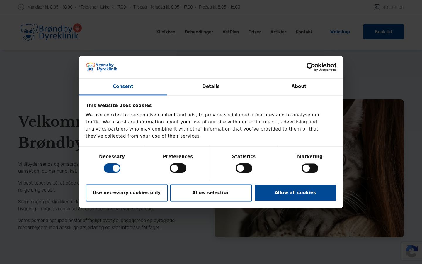 Capture d'écran de la bannière de consentement affichée avant toute interaction