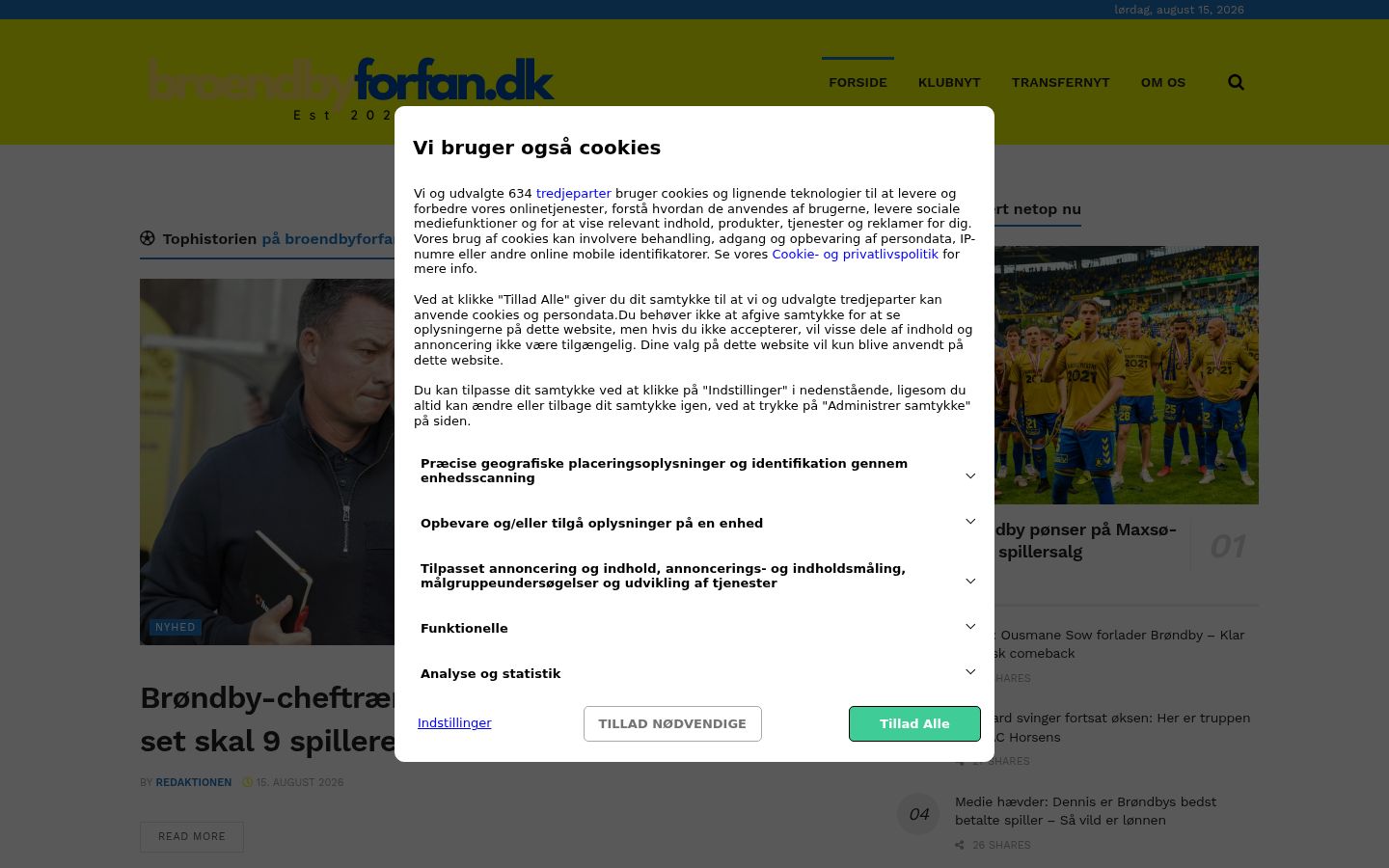 Screenshot des Einwilligungsbanners vor jeglicher Interaktion