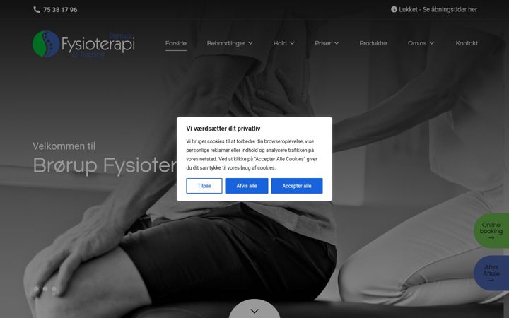 Screenshot of broerupfysioterapi.dk