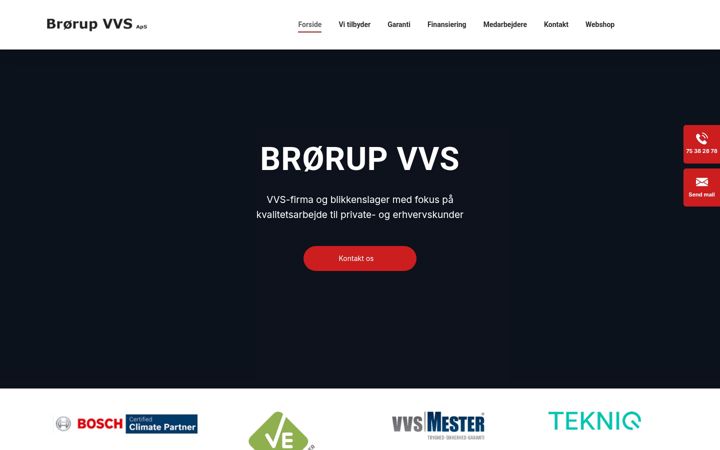 Screenshot of broerupvvs.dk