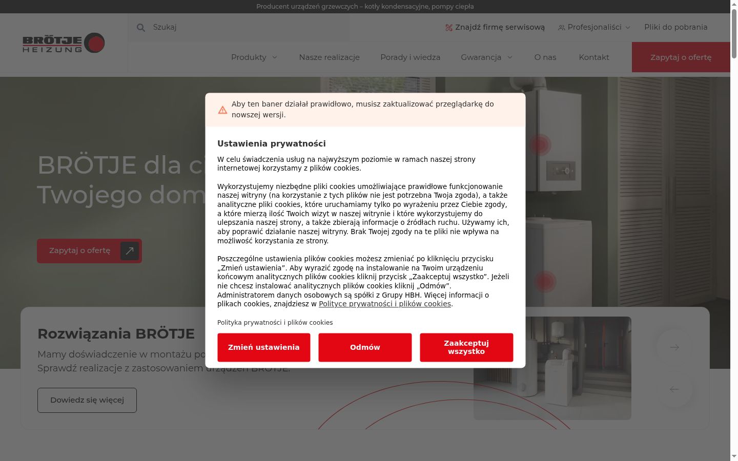 Captură de ecran a bannerului de consimțământ afișat înainte de orice interacțiune
