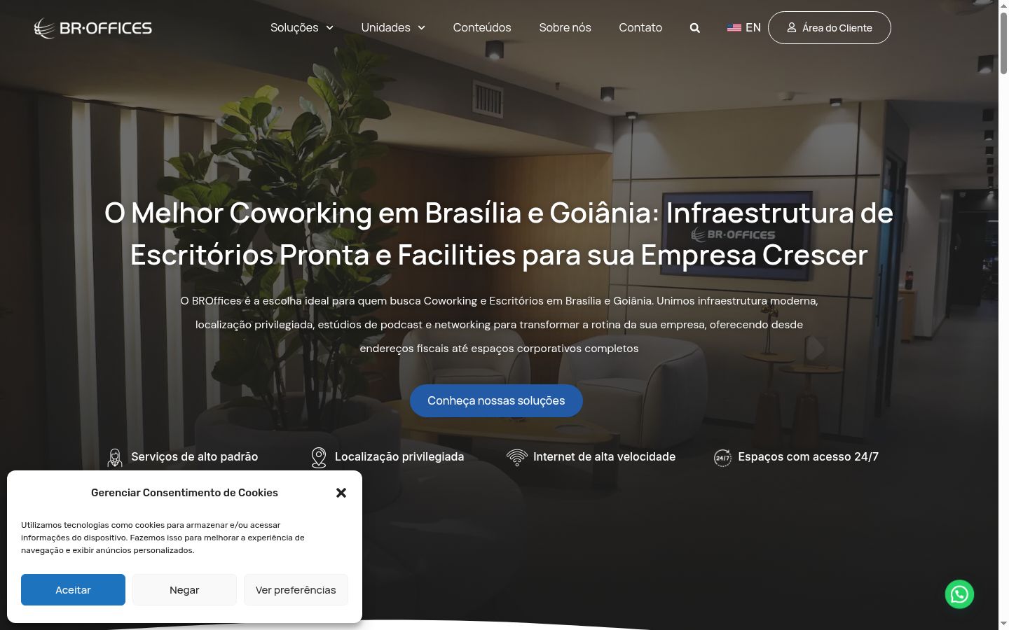 Captura de pantalla del banner de consentimiento mostrado antes de cualquier interacción