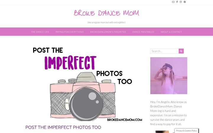 Screenshot of brokedancemom.com