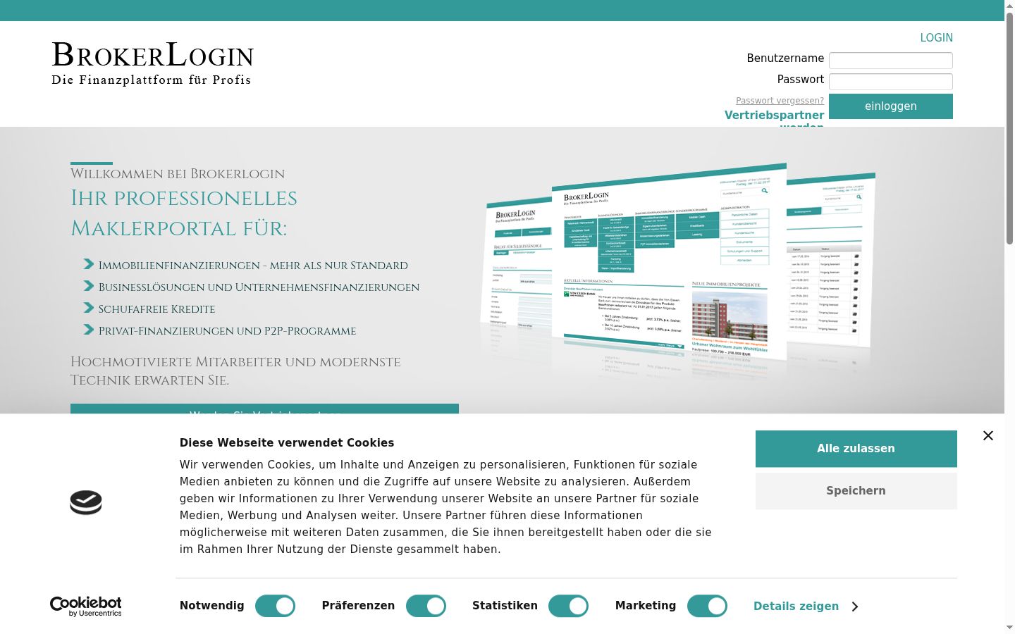 Screenshot des Einwilligungsbanners vor jeglicher Interaktion