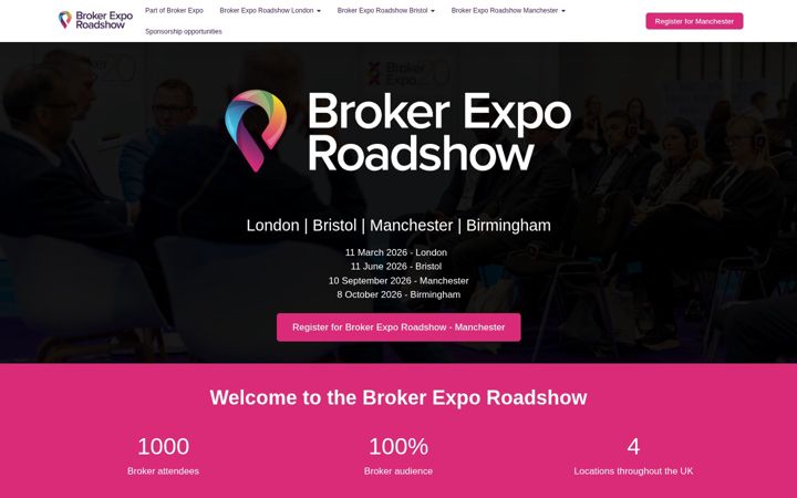Screenshot of brokerexporoadshow.co.uk