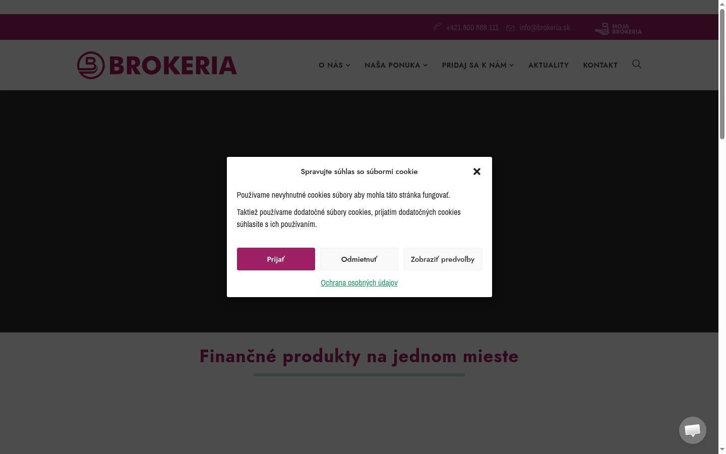 Snímka obrazovky banera súhlasu zobrazeného pred akoukoľvek interakciou
