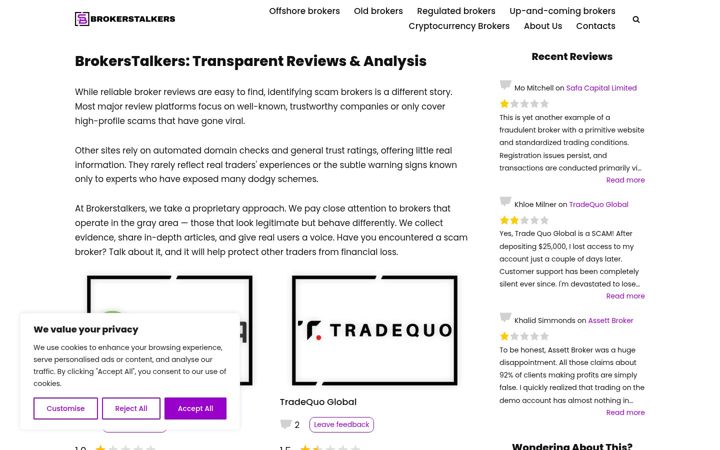 Screenshot of brokerstalkers.com