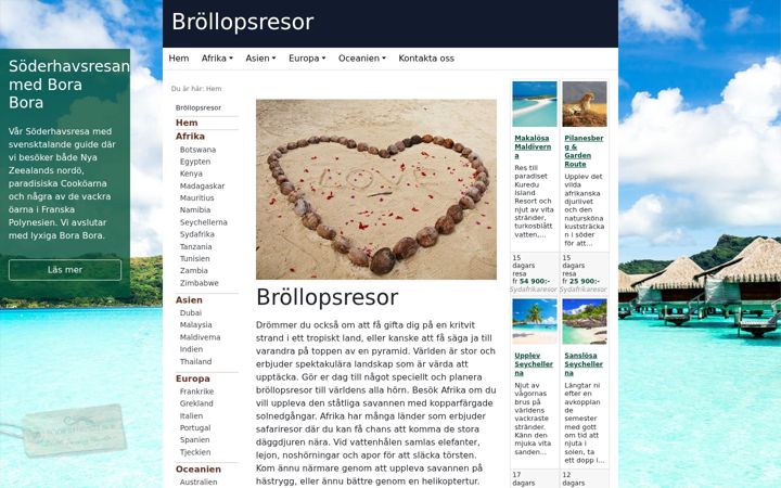 Screenshot of brollopsresor.nu