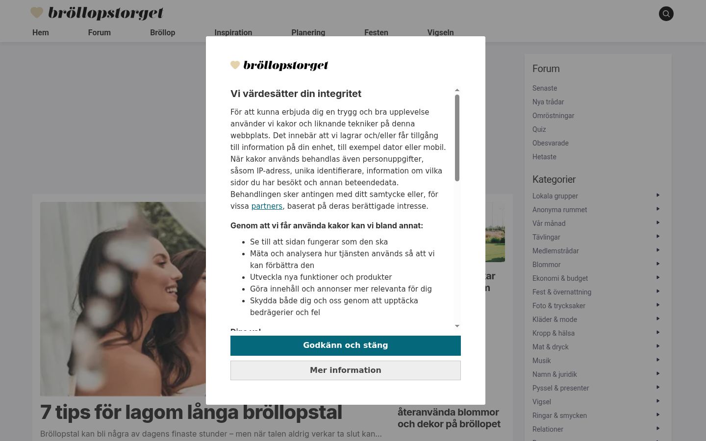 Screenshot del banner di consenso mostrato prima di qualsiasi interazione