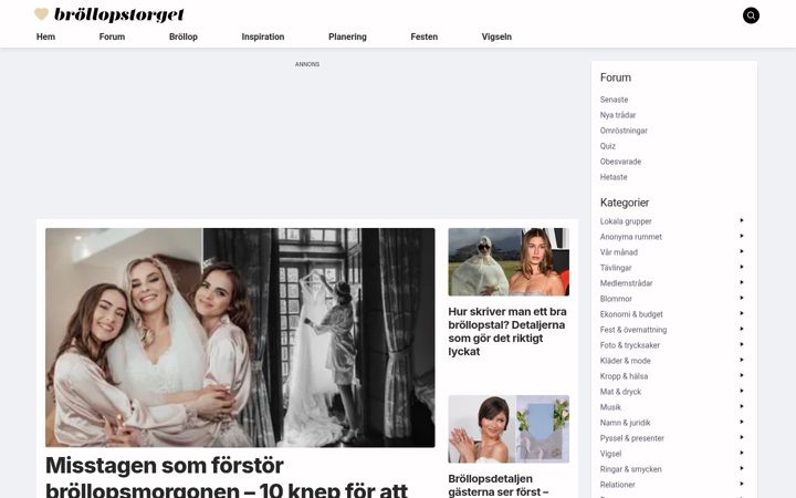 Screenshot of brollopstorget.se