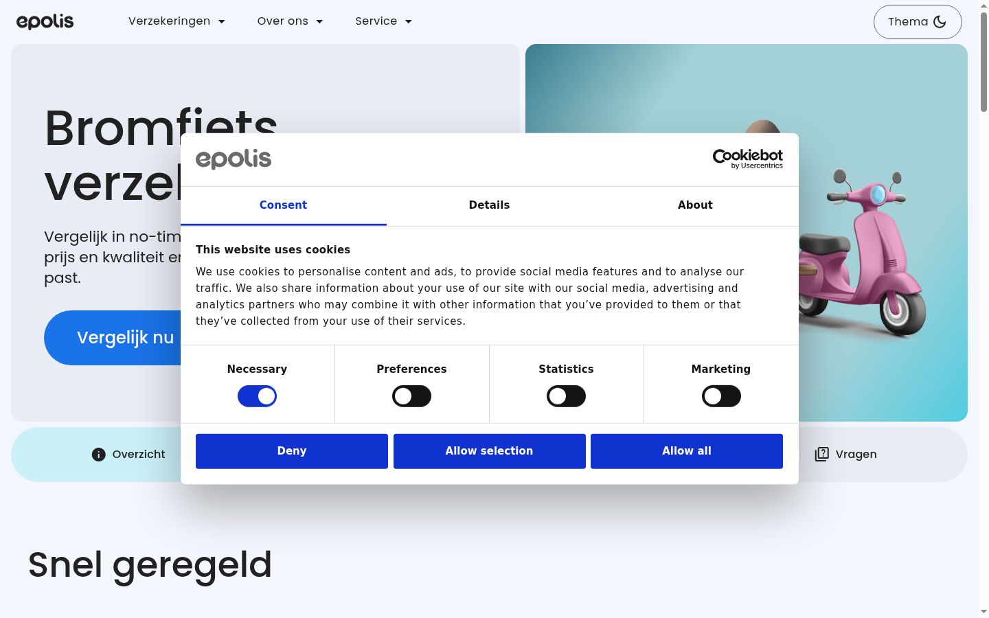 Screenshot of the consent banner shown before any interaction