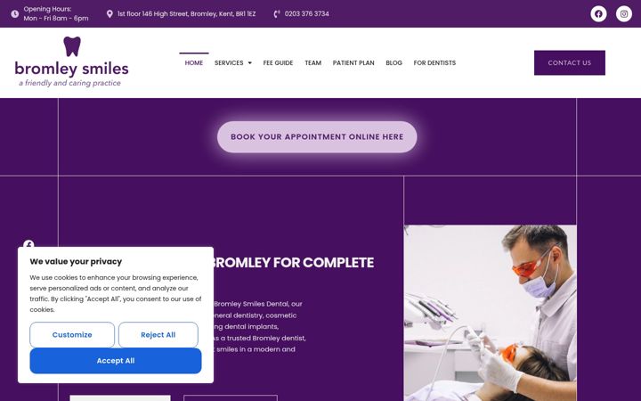 Screenshot of bromleysmilesdental.co.uk