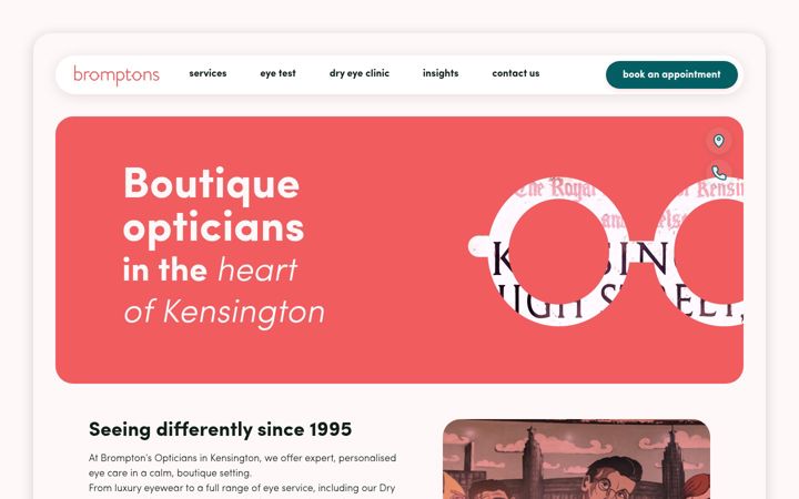 Screenshot of bromptons-opticians.co.uk