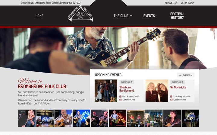 Screenshot of bromsgrovefolkclub.co.uk