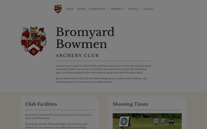 Kuvakaappaus sivustosta bromyardbowmen.org