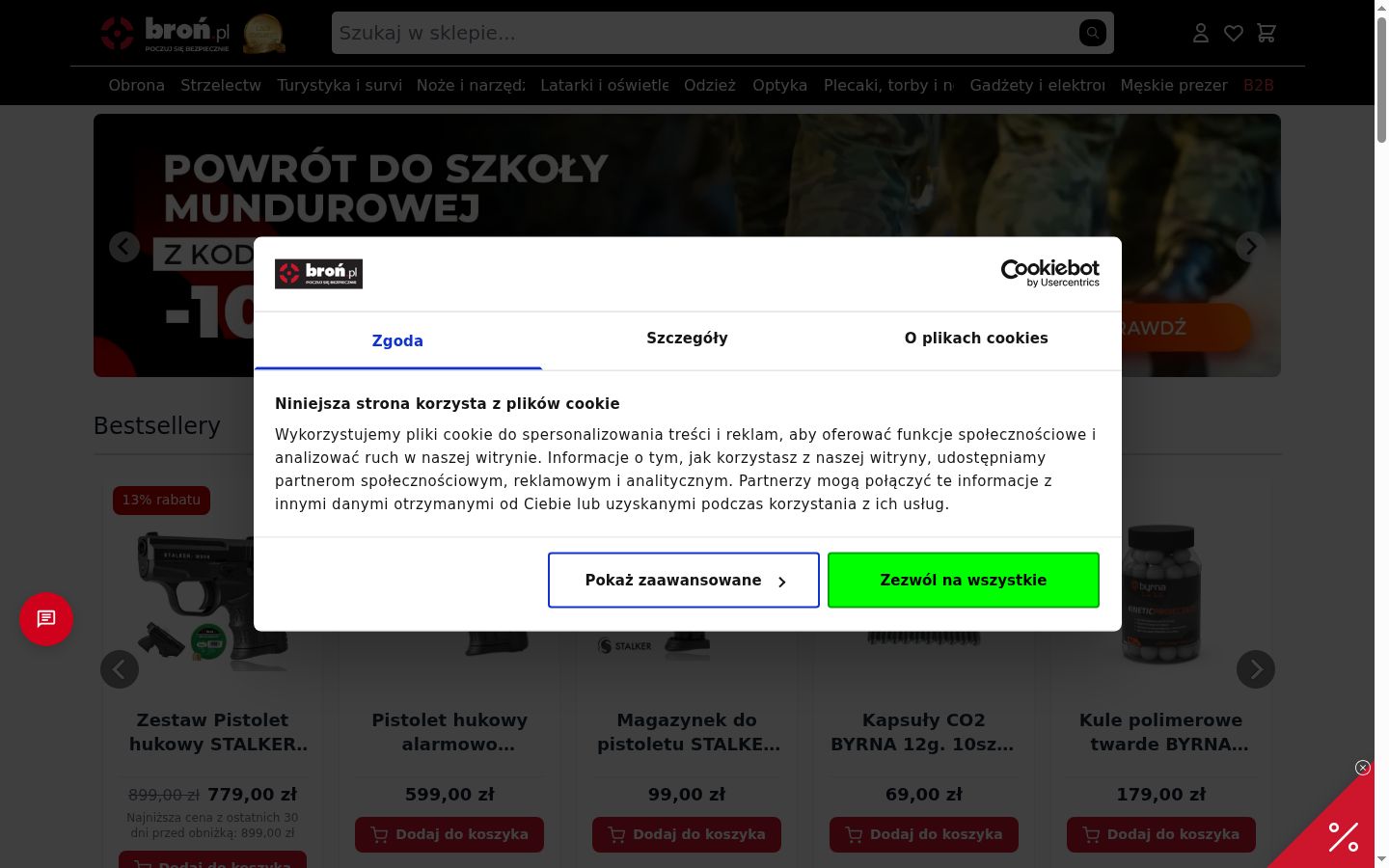 Screenshot van de toestemmingsbanner zoals getoond vóór enige interactie