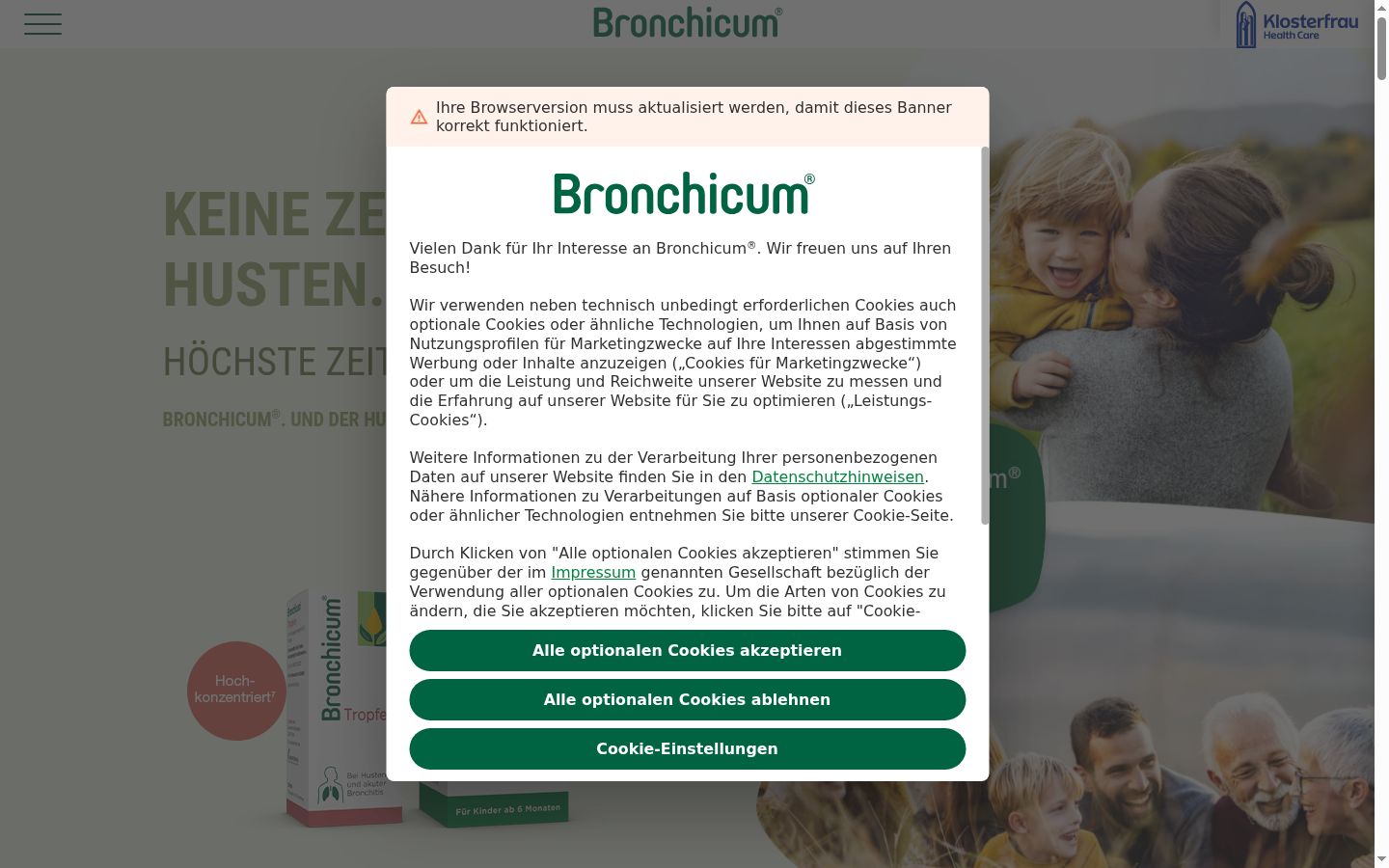 Screenshot of the consent banner shown before any interaction