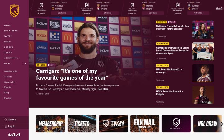 Capture d'écran de broncos.com.au
