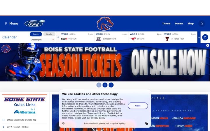 Screenshot of broncosports.com