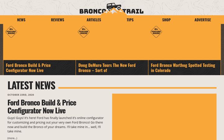 Screenshot of broncotrail.com