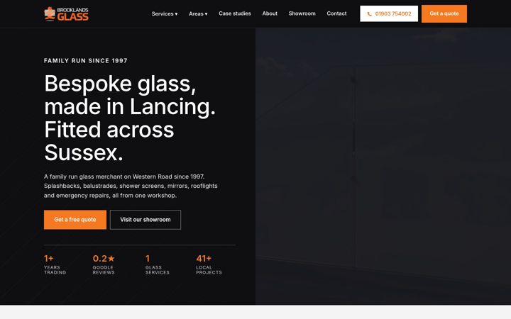 Screenshot of brooklandsglasscentre.co.uk