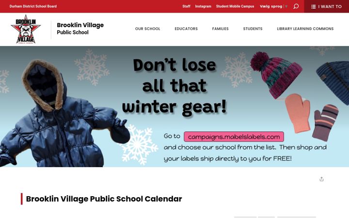 Screenshot of brooklinvillage-calendar.ddsb.ca