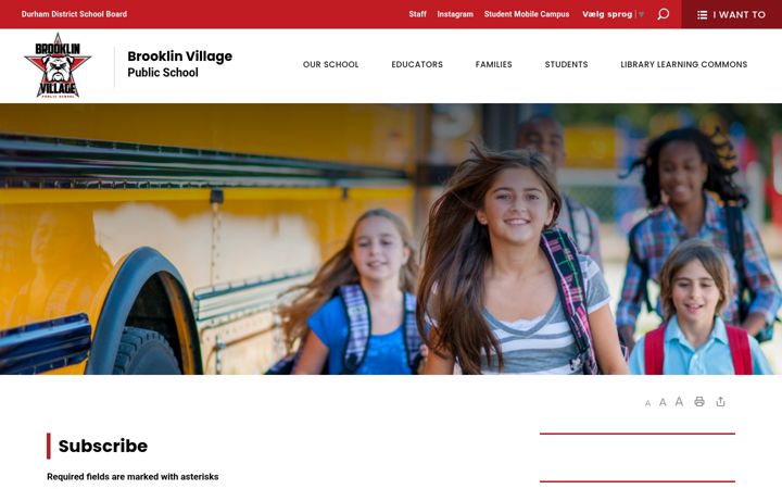 Screenshot of brooklinvillage-subscribe.ddsb.ca