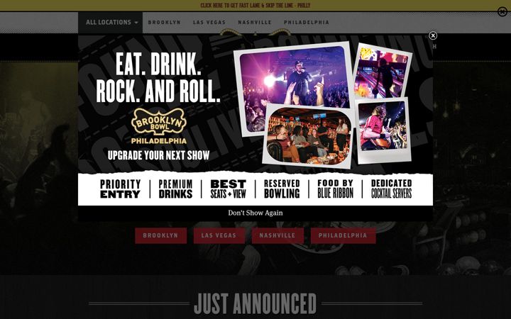 Captura de pantalla de brooklynbowl.com