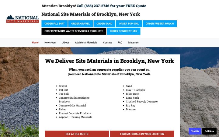 Screenshot of brooklynsitematerials.com