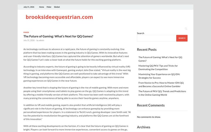 Screenshot of brooksideequestrian.com