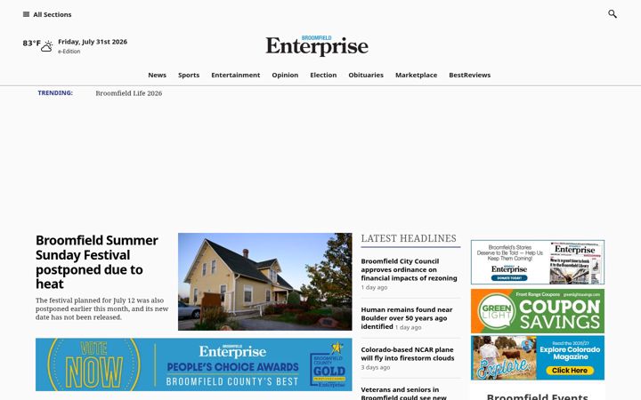 Screenshot of broomfieldenterprise.com