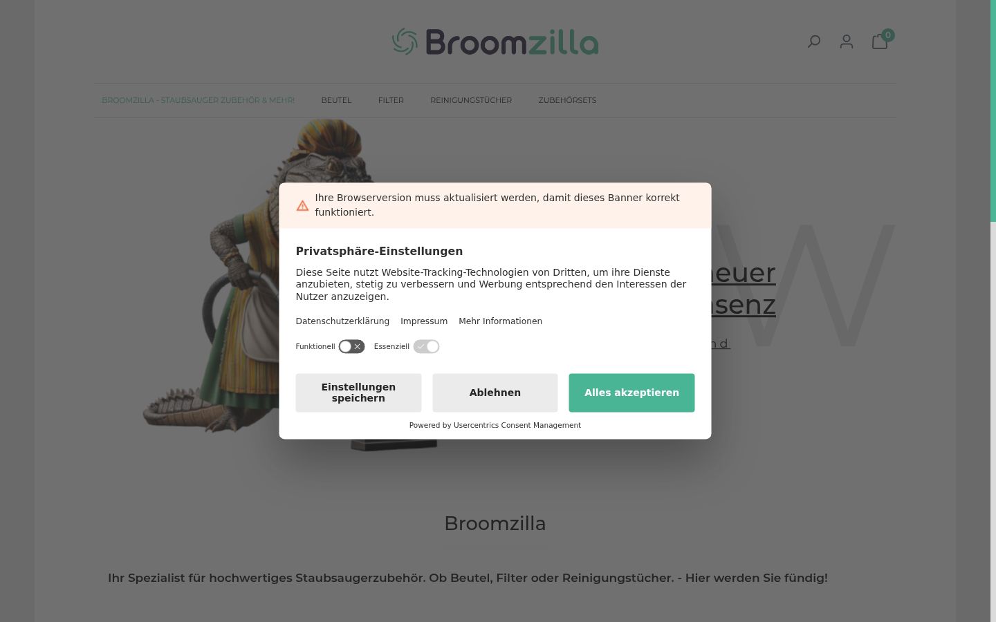 Snímka obrazovky banera súhlasu zobrazeného pred akoukoľvek interakciou