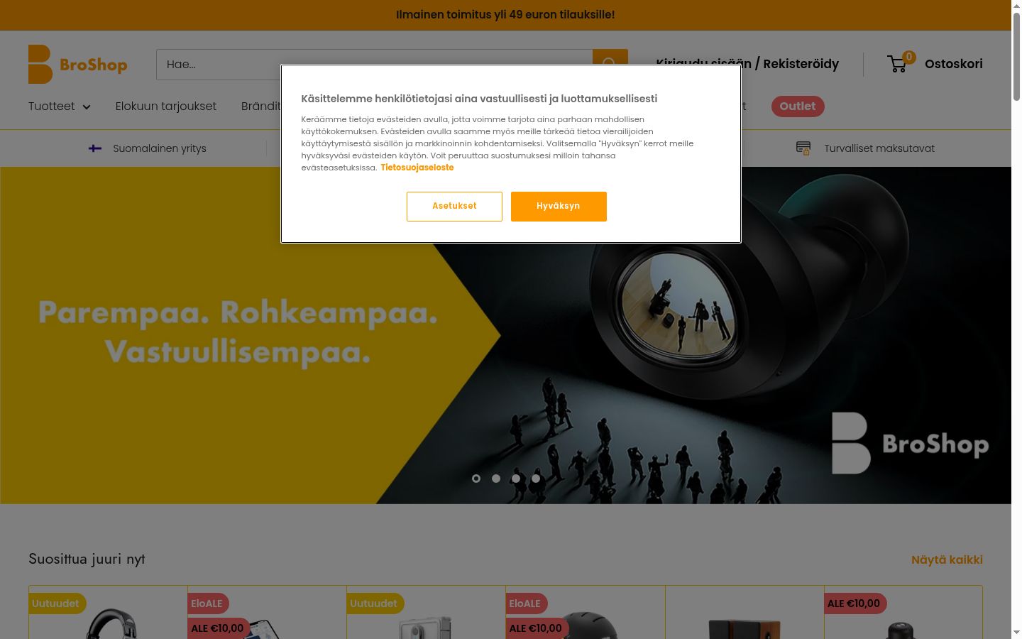 Zrzut ekranu banera zgody wyświetlanego przed jakąkolwiek interakcją