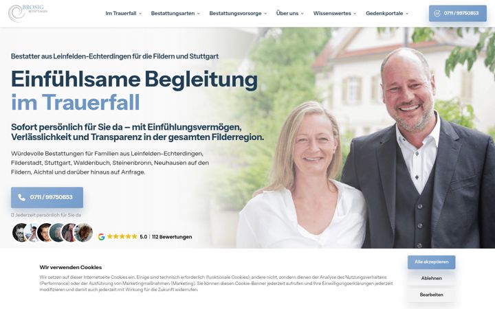 Екранна снимка на brosig-bestattungen.de