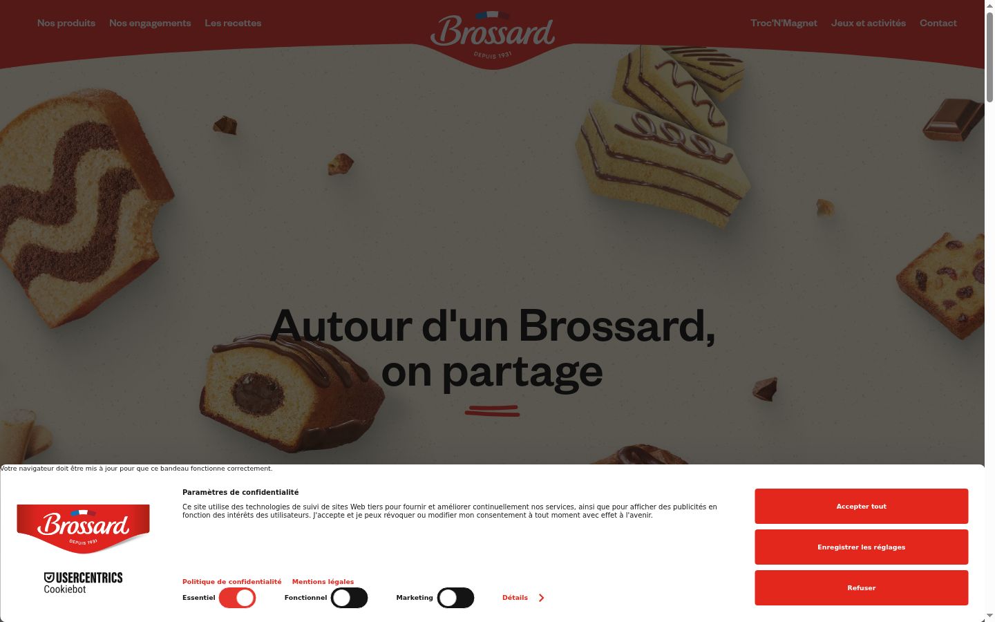 Screenshot del banner di consenso mostrato prima di qualsiasi interazione