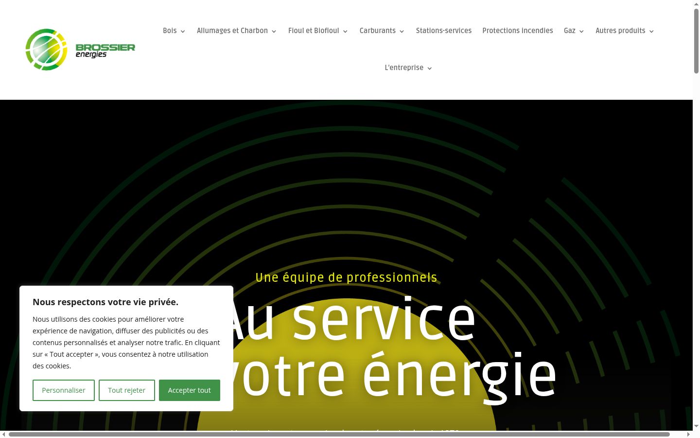 Capture d'écran de la bannière de consentement affichée avant toute interaction