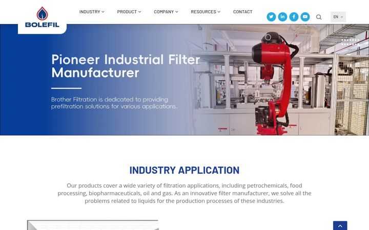 Screenshot of brotherfiltration.com