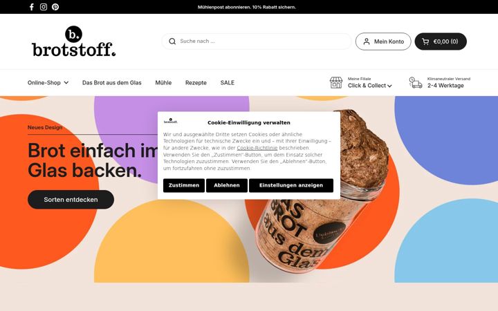 Screenshot of brotstoff.de