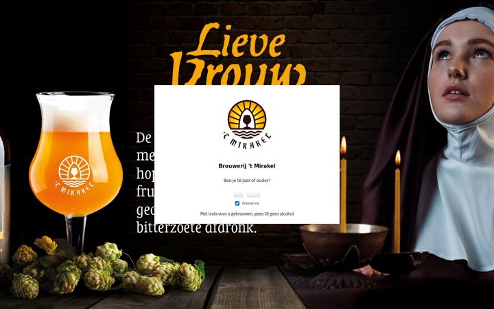 Captură de ecran a brouwerij-mirakel.nl
