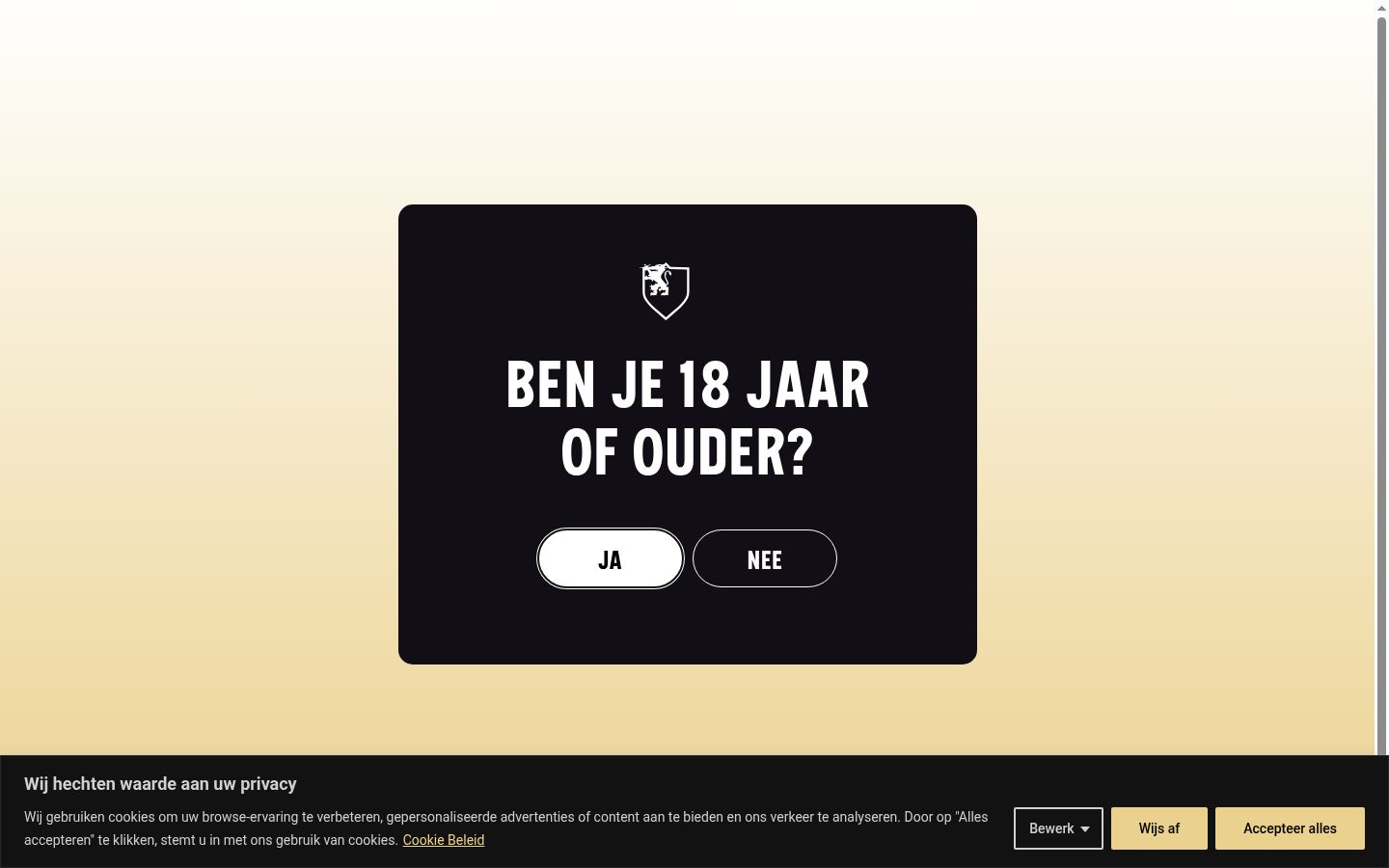 Captura de ecrã do banner de consentimento apresentado antes de qualquer interação