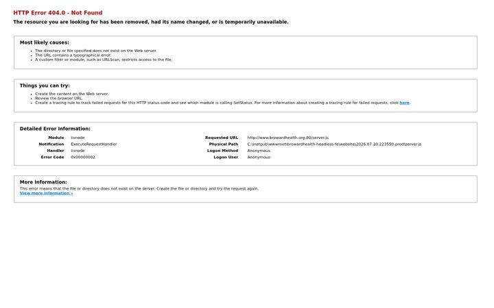Captura de pantalla de browardhealth.org