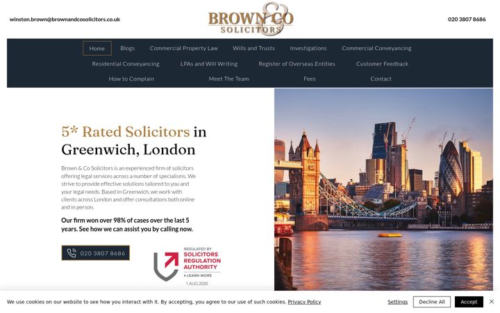 Screenshot of brownandcosolicitors.co.uk