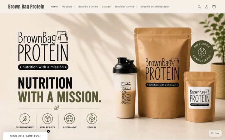Screenshot of brownbagprotein.com
