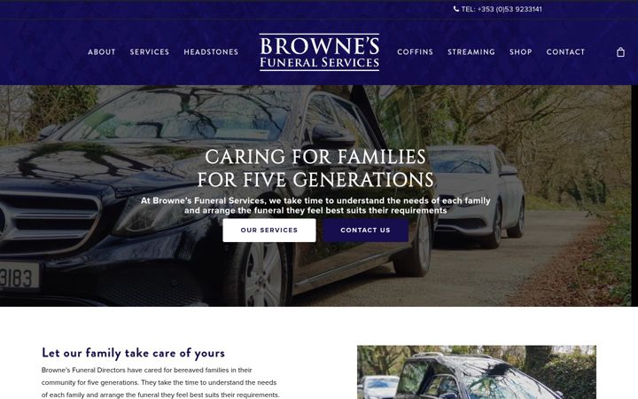 Screenshot of brownesfuneralhome.ie