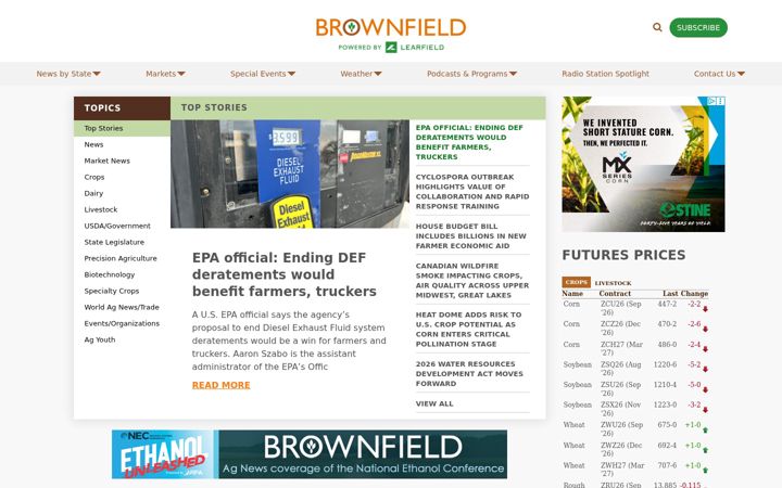 Screenshot of brownfieldagnews.com